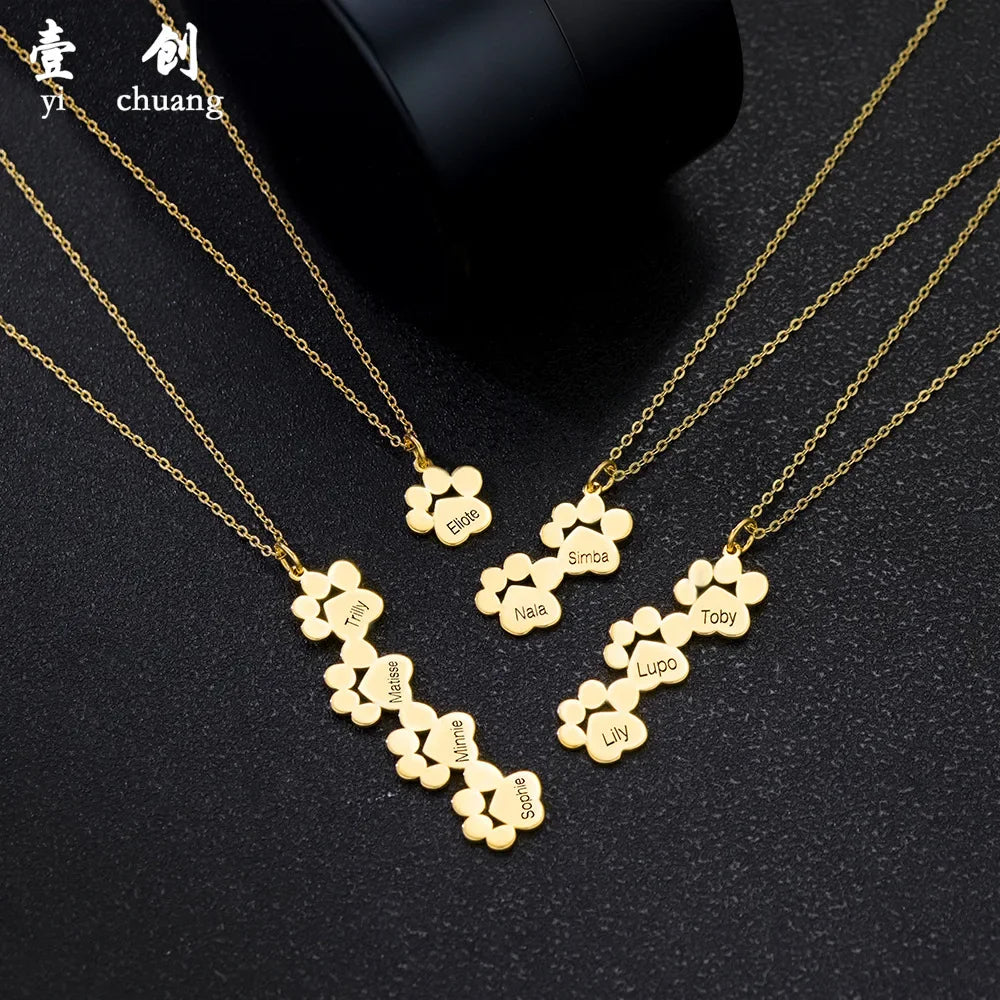 Custom Paw Print Necklace for Pet Lovers Personalized Name Animal Jewelry Minimalist Memorial Gift for Dog Cat, Forever Keepsake