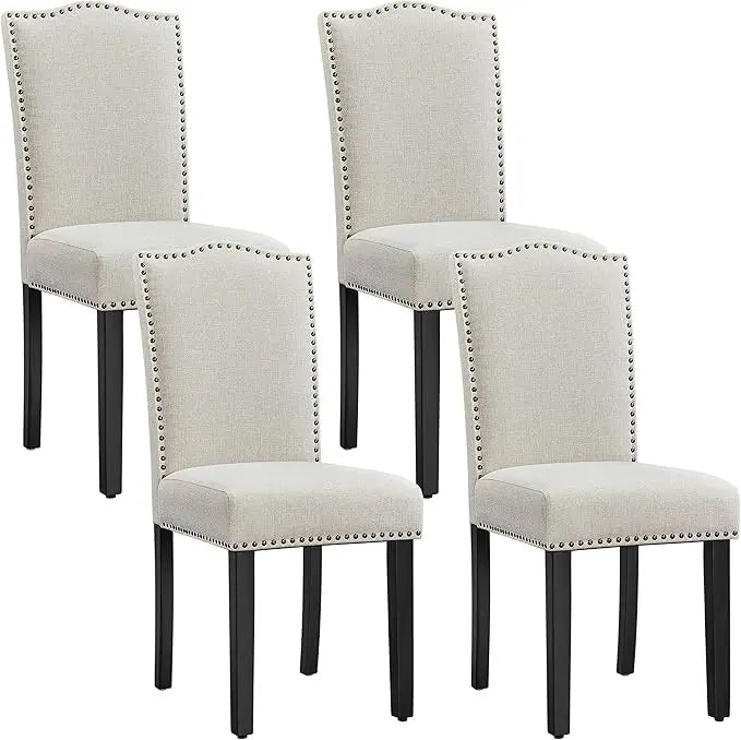 Dining Chairs Set of 2 Modern Kitchen Chairs with Fabric Upholstered Seat and Solid Wood Legs for Home Kitchen, Beige
