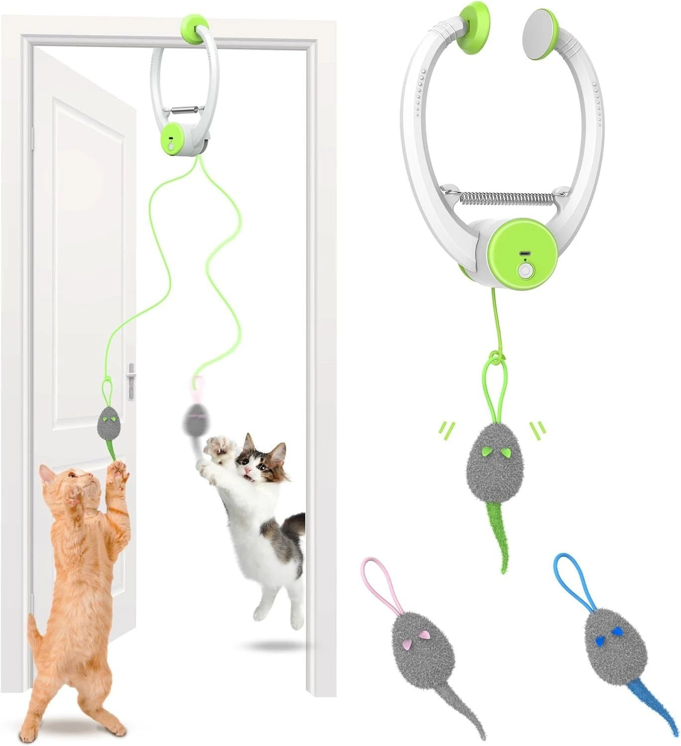 USB Rechargeable Interactive Self-Play Electric Door Hanging Cat Toy for Bored Kitties Retractable Kitten Toy