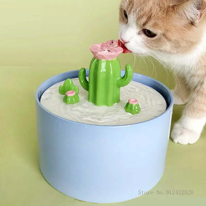 Automatic Circulating Water Dispenser, Cat Ceramic Water Dispenser, Silent Flow, Pet Food Utensils, Pet Supplies, 1Pc