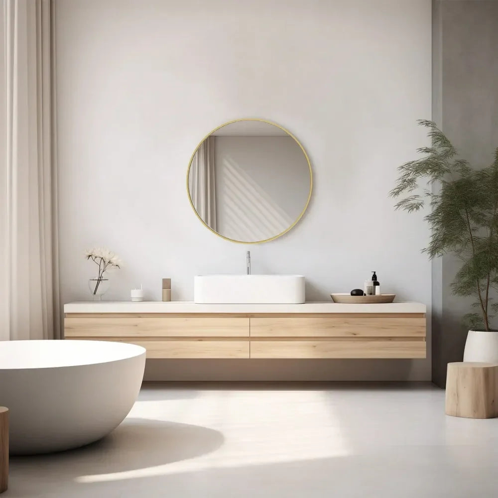 Wall Mirror 20 24 30 Inch Gold Finish For Bathroom Vanity, Bedroom, Entryway Elegant Modern Decor Accent