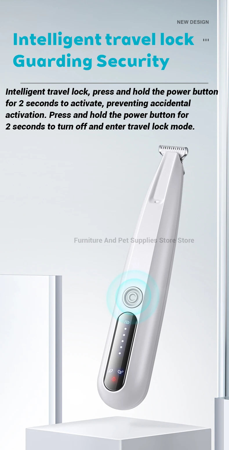 New type of dog paw trimmer with travel lock function fully waterproof pet hair trimmer with LED display screen cat hair trimmer