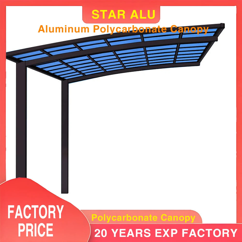 Outdoor Aluminum Awning with Durable Polycarbonate Sheet, Ideal for Window or Door Shade, Rain and UV Protection, All Year
