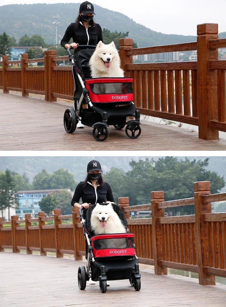Foldable Large Size Luxury Pet Cart Large Dog Cart Multiple Cats for Outdoor Strolling Dog Walking Cart Portable 2024 Newest