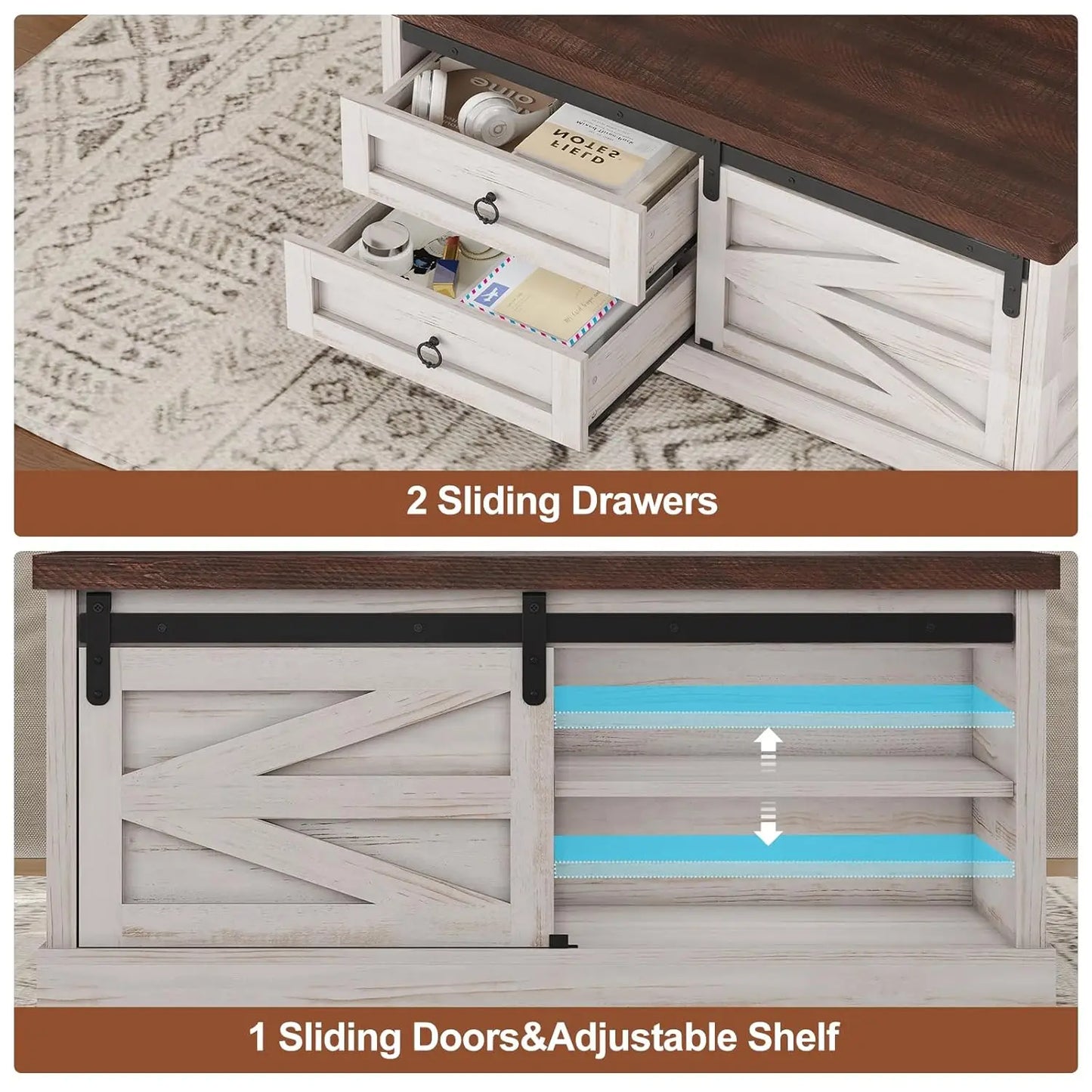 39.4'' Lift Top Coffee Table with Storage, Farmhouse Coffee Tables for Living Room, Square Coffee Table with Large, Customized