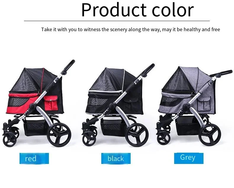 Foldable Large Size Luxury Pet Cart Large Dog Cart Multiple Cats for Outdoor Strolling Dog Walking Cart Portable 2024 Newest
