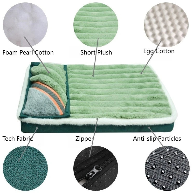 Winter Dogs Sleeping Bed Fleece Pet Blanket Detachable Cat Puppy Mat Washable Kennel Mattress Pet Supplies Large Dog Dog Bed
