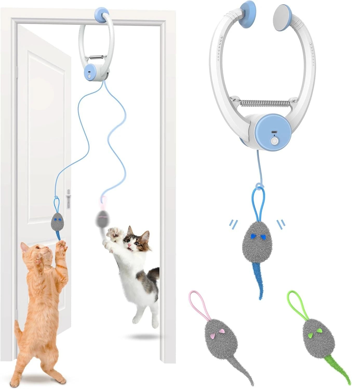 USB Rechargeable Interactive Self-Play Electric Door Hanging Cat Toy for Bored Kitties Retractable Kitten Toy