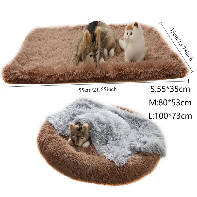 Soft Pet Blanket Mat Warm Dog Cat Sleeping Bed Mats Kennel Washable Long Plush Dogs Blankets Cover Winter Dog Supplies