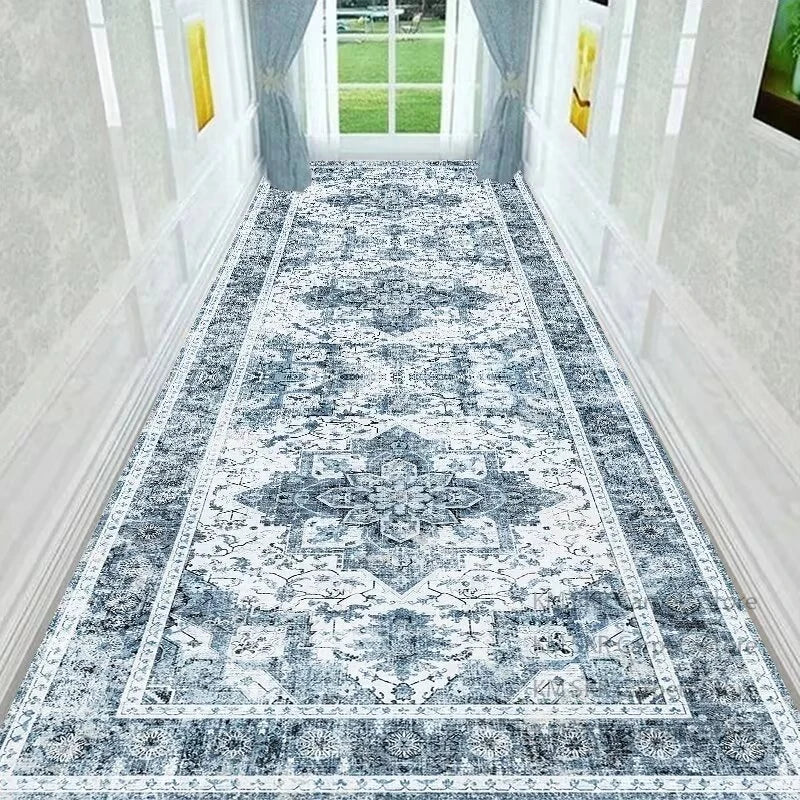 Retro Persian Style Long Runner Corridor Carpet Light Luxury Bohemia Decoration Hall Aisle Rug Non-slip Lobby Stairway Floor Mat