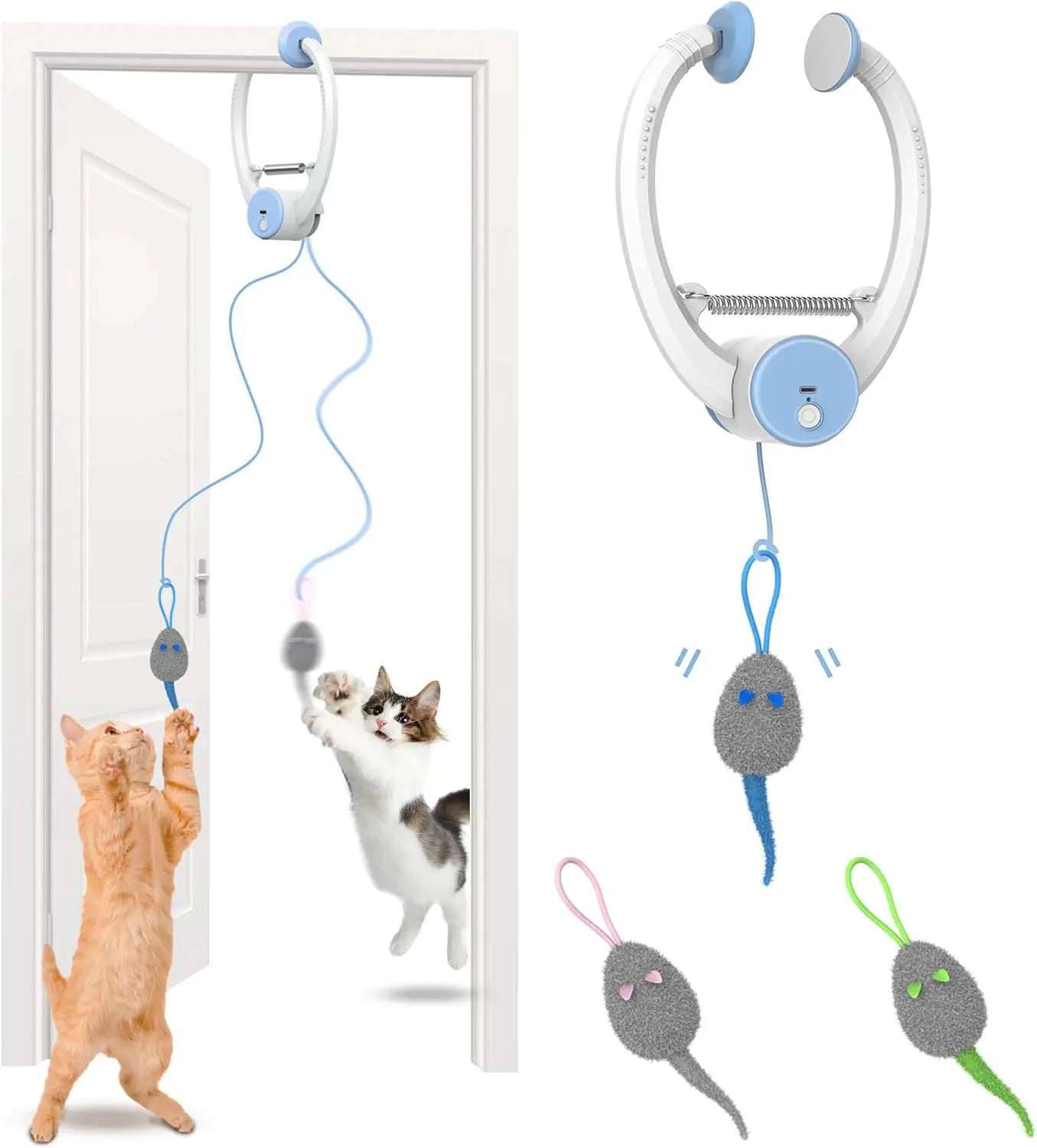 USB Rechargeable Interactive Self-Play Electric Door Hanging Cat Toy for Bored Kitties Retractable Kitten Toy
