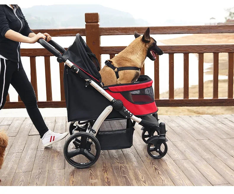 Foldable Large Size Luxury Pet Cart Large Dog Cart Multiple Cats for Outdoor Strolling Dog Walking Cart Portable 2024 Newest