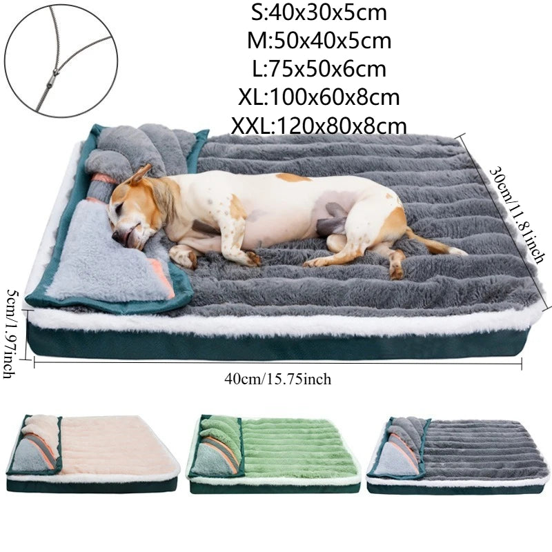 Winter Dogs Sleeping Bed Fleece Pet Blanket Detachable Cat Puppy Mat Washable Kennel Mattress Pet Supplies Large Dog Dog Bed
