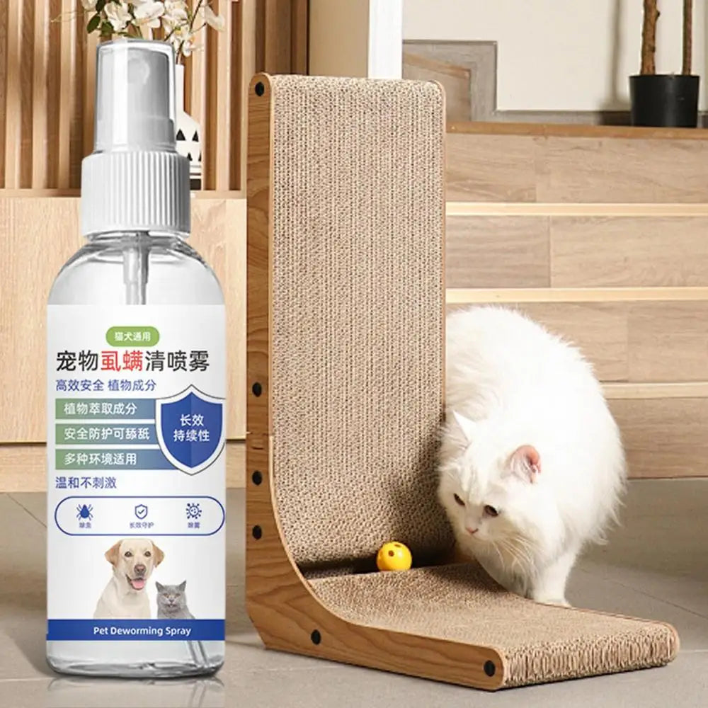 100ml Pet Insect Repellent Spray Drive Away Fleas Lice Ticks Relieve Skin Itching Suitable For Deworming Cats/Dogs