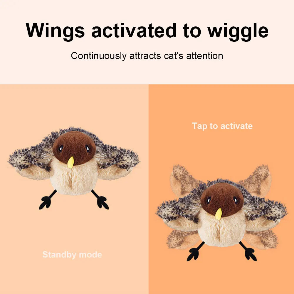 Interactive Cat Toys Flapping Bird Cat Toy Flying Wings Sparrow Catnip Toys Vivid Chirpi]ng Simulation Bird Interactive Cat Toy