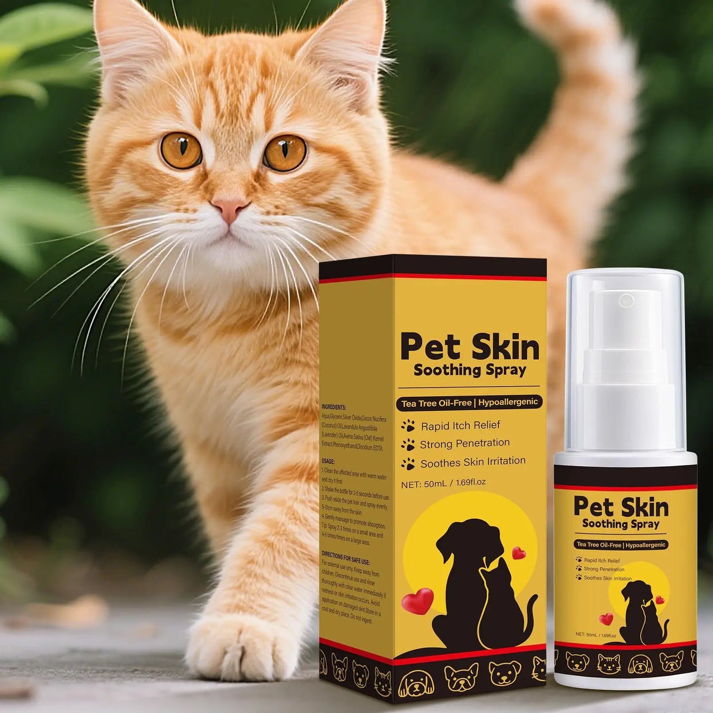 Pet Skin Spray Dog & Cat Skin Care Spray, Soothing & Spray Softening Anti-Itch Cleansing Skin, Nourishing Soothing Spray