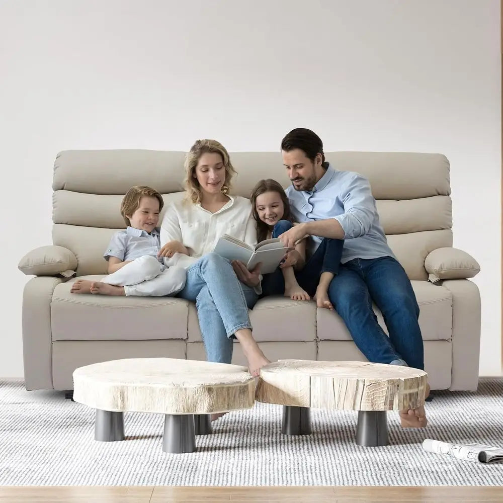 3-Seater Beige Manual Recliner Sofa Set for Living Room, Home Theater, or RV