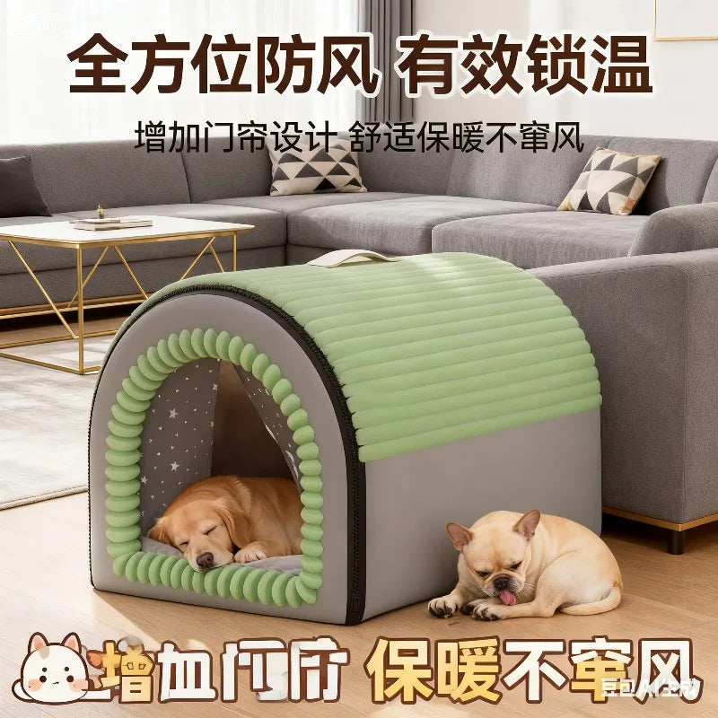 Winter Warm Enclosed Pet Tent for Cats Dogs, Soft Washable Indoor Pet Bed House All Seasons