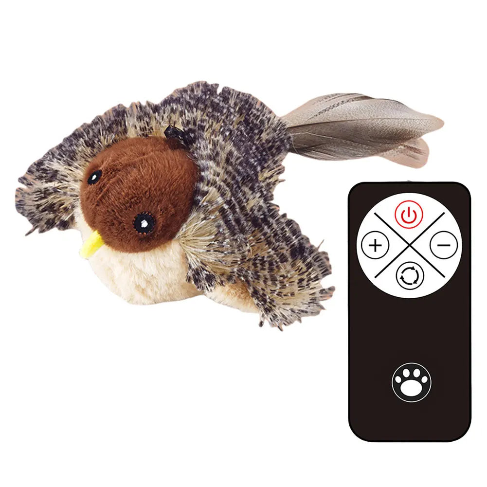 Interactive Cat Toys Flapping Bird Cat Toy Flying Wings Sparrow Catnip Toys Vivid Chirpi]ng Simulation Bird Interactive Cat Toy