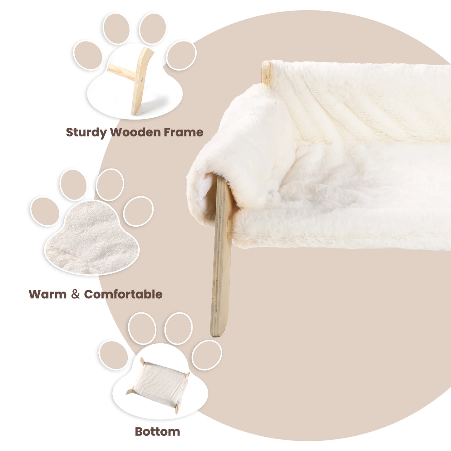 Large Cat Bed Soft Plush Sofa with Sturdy Wooden Legs Raised Design Indoor Kitten Bed Comfortable Soft Couch for Cats
