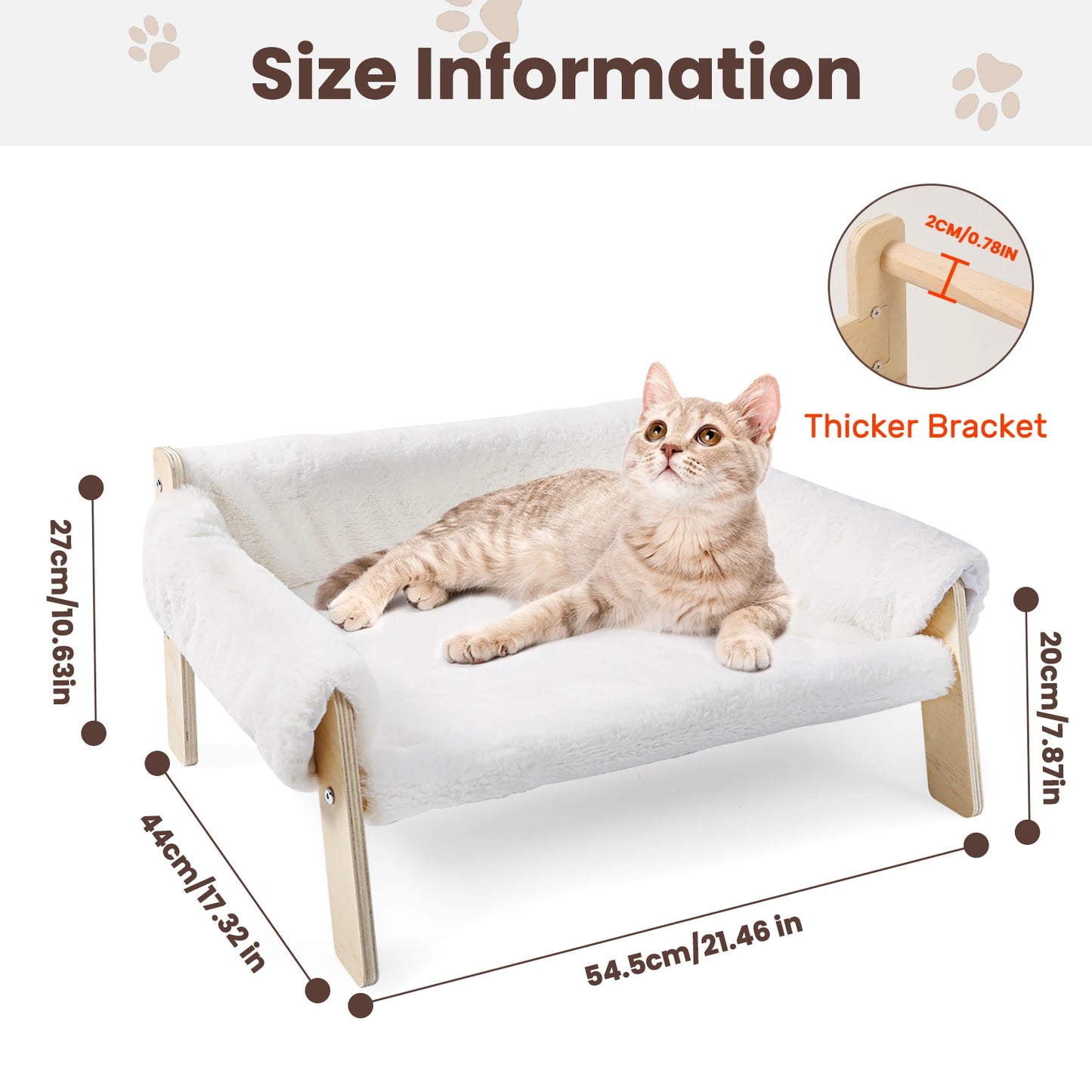 Large Cat Bed Soft Plush Sofa with Sturdy Wooden Legs Raised Design Indoor Kitten Bed Comfortable Soft Couch for Cats