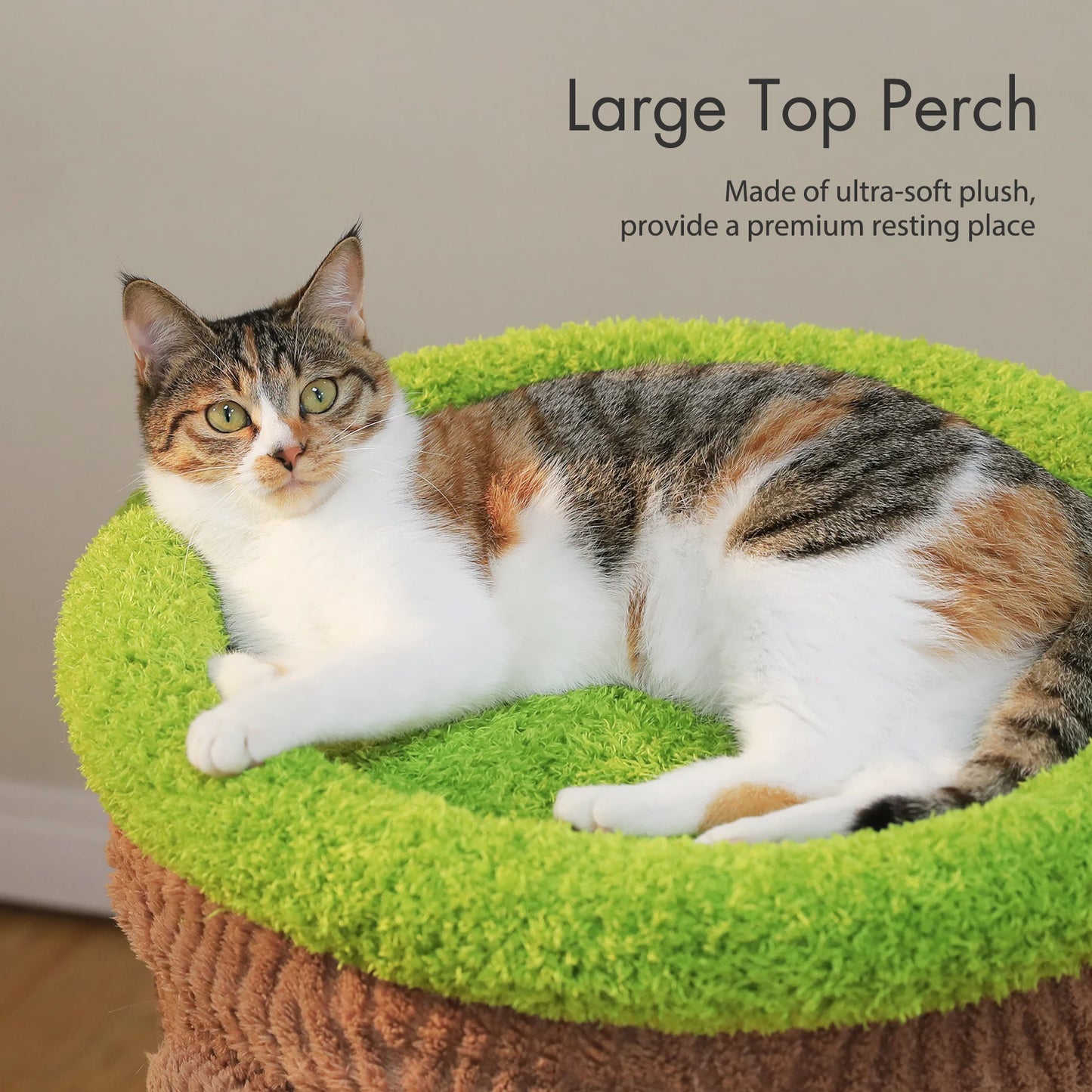 Large Cat Tree with 4 Spacious Condos Thick Scratching Post Flower Top Bed Tall Cat Tower for Indoor Luxury Cat House Bed Toys