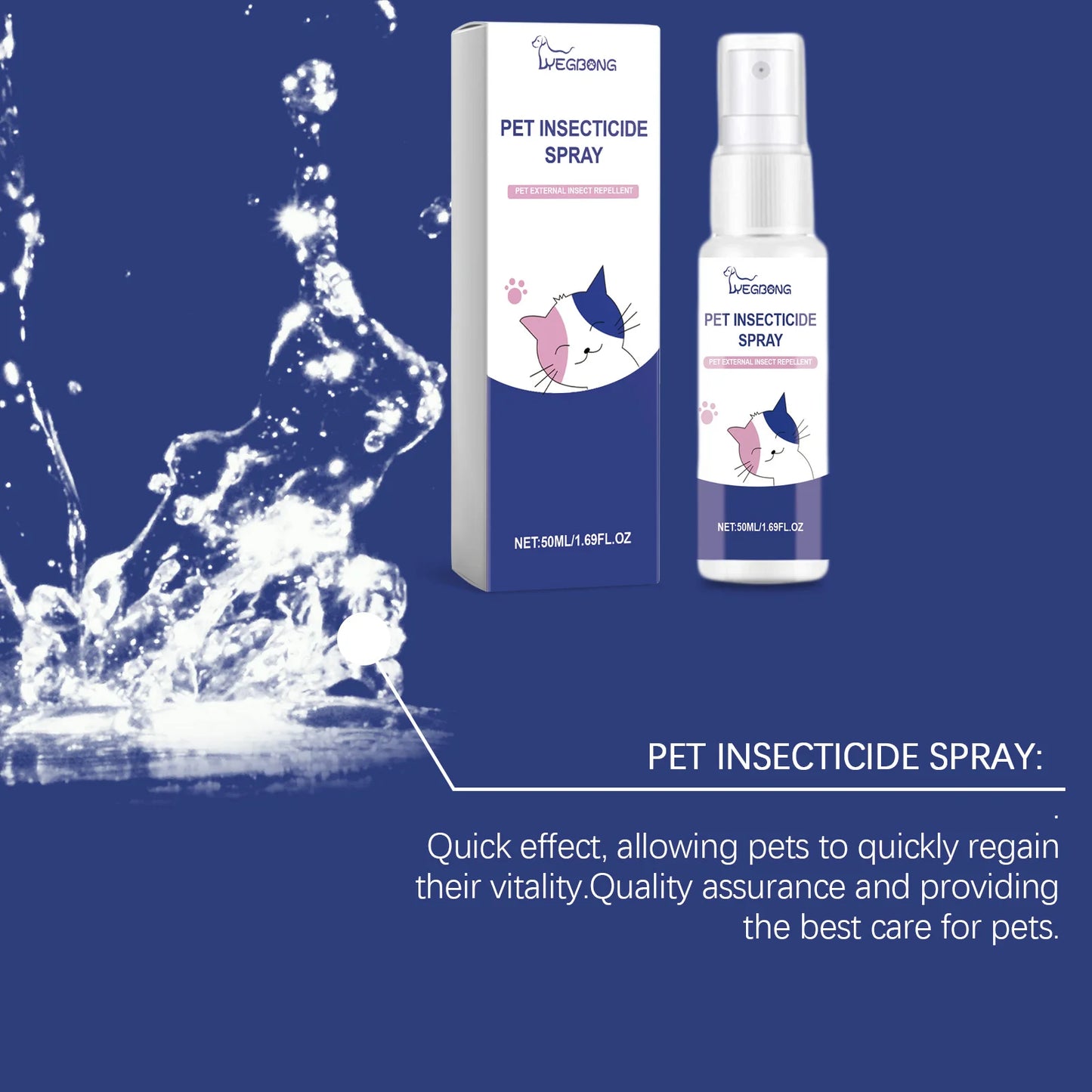 Pet Deworming & Deodorizing Spray: Liquid Spray for Flea Control, Body Deodorization and Deworming