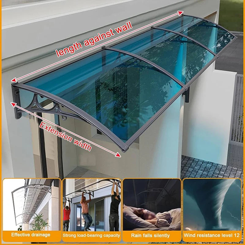 Modern Polycarbonate Canopy Carport – Waterproof Aluminum Frame Sunshade for Driveway or Garden