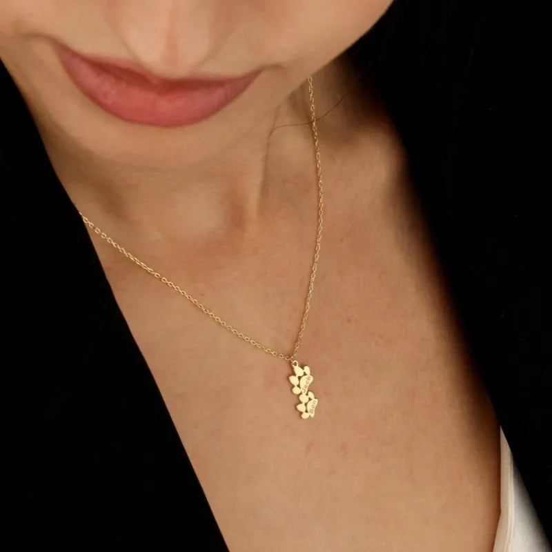 Custom Paw Print Necklace for Pet Lovers Personalized Name Animal Jewelry Minimalist Memorial Gift for Dog Cat, Forever Keepsake