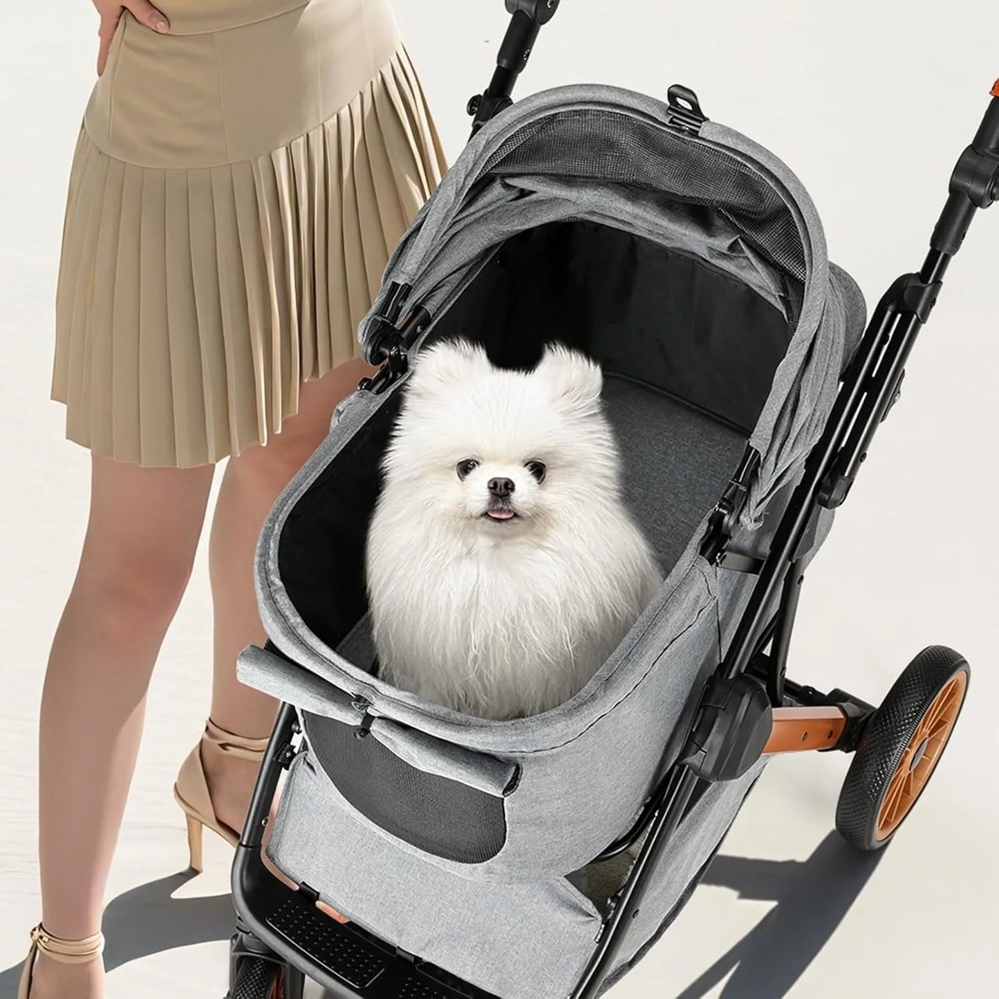 Pet Dog Stroller for Small Medium Dogs 10-30 lbs, Foldable Cat-Strollers Removable Carrier, Pet-Strollers w/ Storage Bag