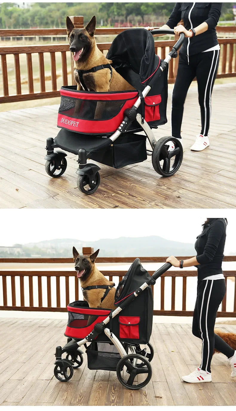 Foldable Large Size Luxury Pet Cart Large Dog Cart Multiple Cats for Outdoor Strolling Dog Walking Cart Portable 2024 Newest