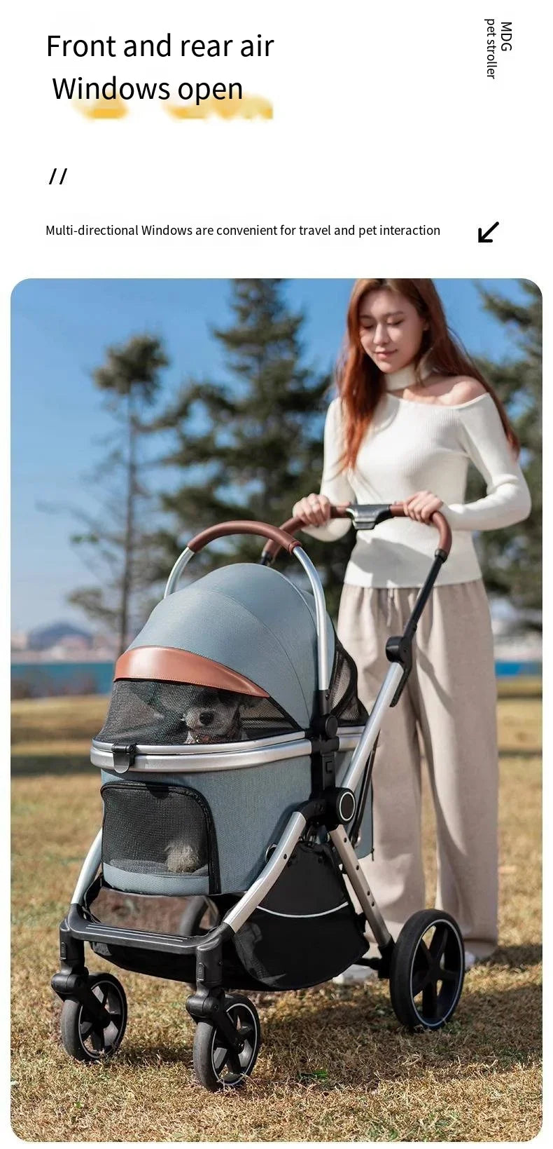 Grey Trolley for 30Kgs Dogs Cat One Click Automatic Collection Pet Cart Large Space Dog Strollers Cross-border High-quality Cart