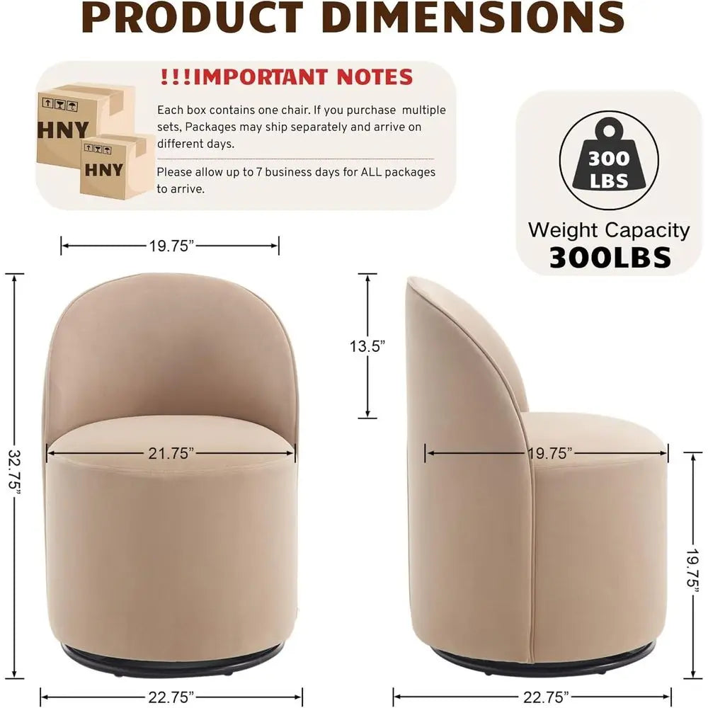 4-Piece Modern Velvet Swivel Barrel Chairs Set for Kitchen & Dining, Khaki