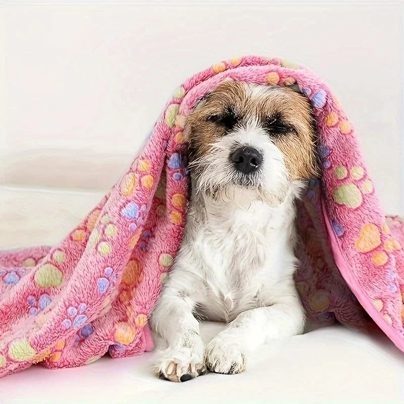3PCS Soft Flannel Fleece Cat Dog Blanket Bed Mats Paw Foot Print Warm Pet Blanket Sleeping Beds Cover Mat For Pets Supplies