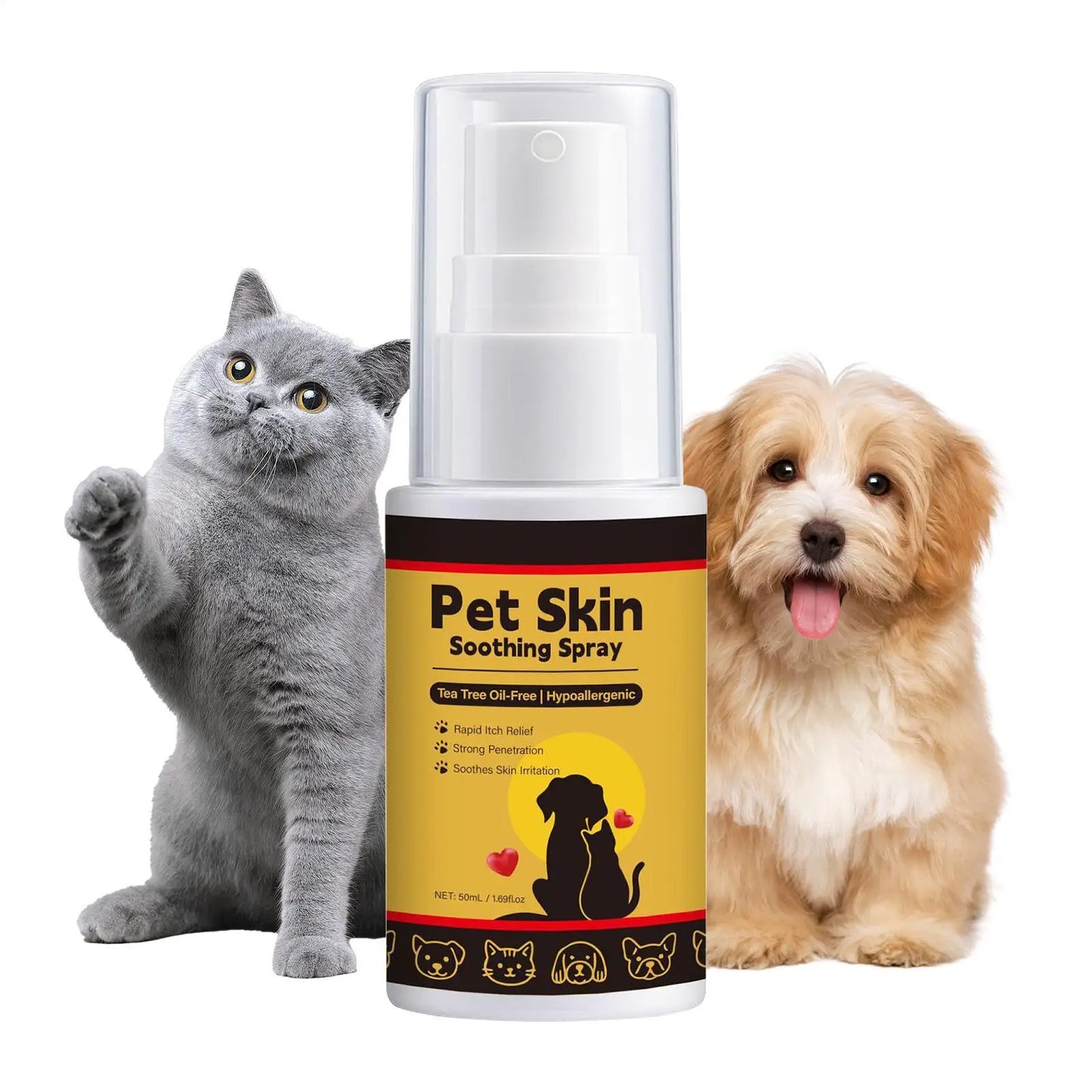 Pet Skin Spray Dog & Cat Skin Care Spray, Soothing & Spray Softening Anti-Itch Cleansing Skin, Nourishing Soothing Spray