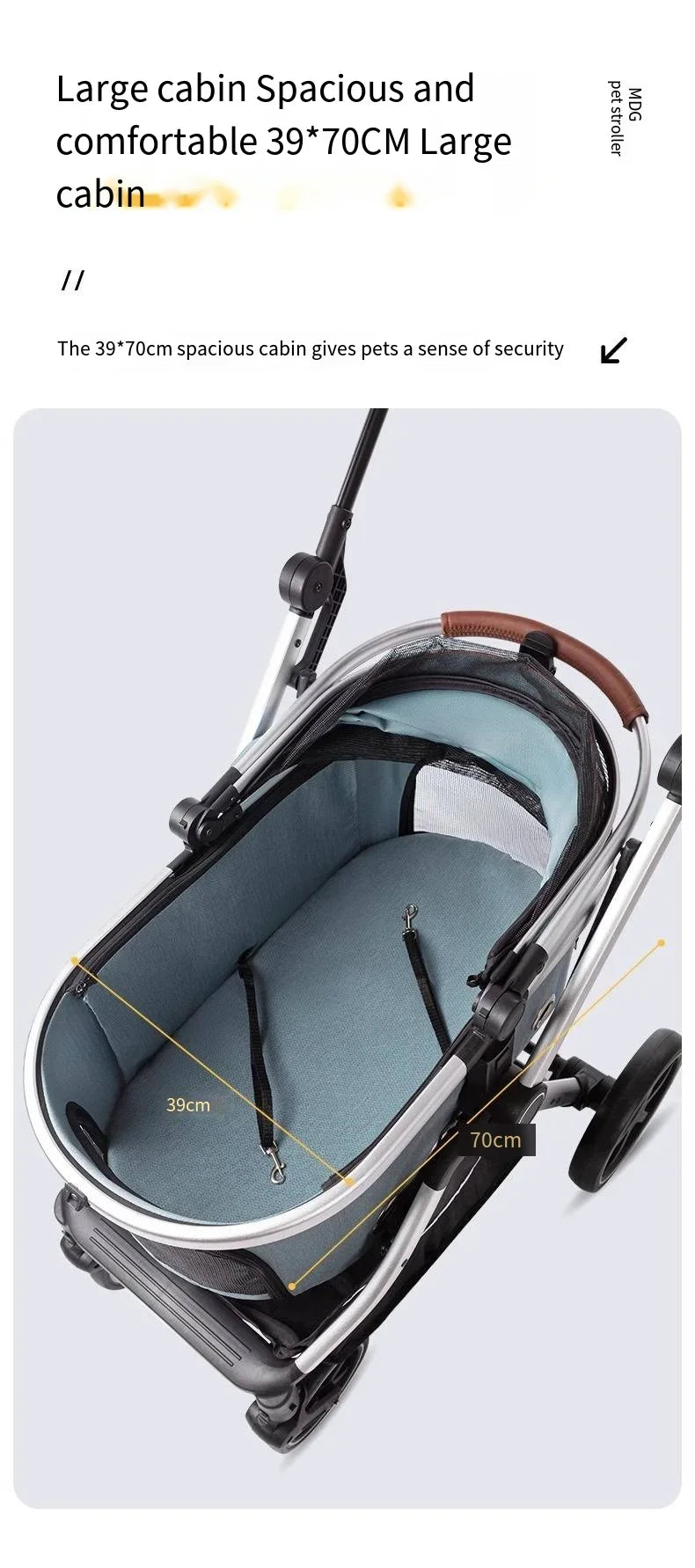 Grey Trolley for 30Kgs Dogs Cat One Click Automatic Collection Pet Cart Large Space Dog Strollers Cross-border High-quality Cart