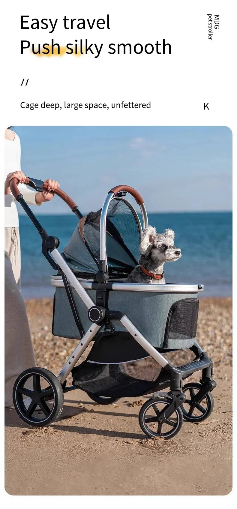 Grey Trolley for 30Kgs Dogs Cat One Click Automatic Collection Pet Cart Large Space Dog Strollers Cross-border High-quality Cart