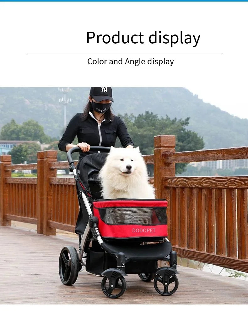 Foldable Large Size Luxury Pet Cart Large Dog Cart Multiple Cats for Outdoor Strolling Dog Walking Cart Portable 2024 Newest