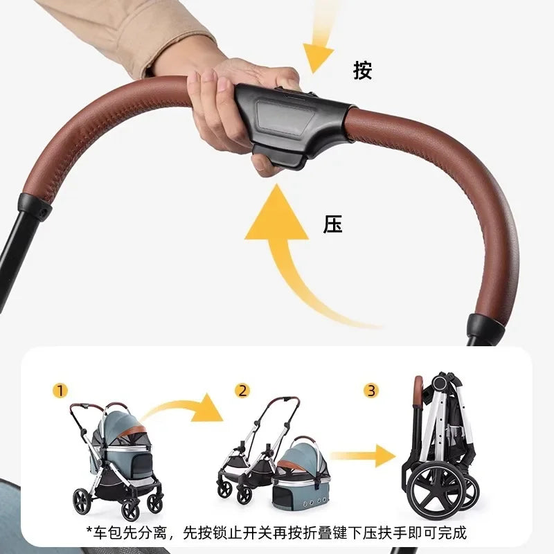 Grey Trolley for 30Kgs Dogs Cat One Click Automatic Collection Pet Cart Large Space Dog Strollers Cross-border High-quality Cart