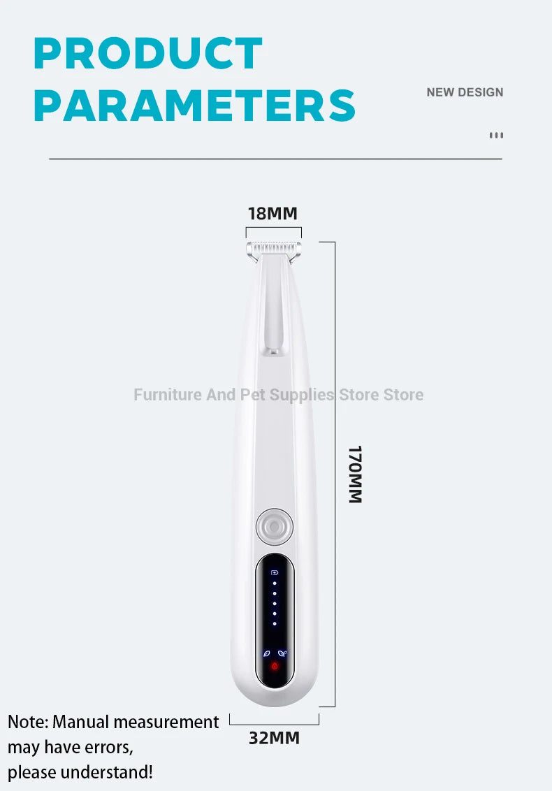 New type of dog paw trimmer with travel lock function fully waterproof pet hair trimmer with LED display screen cat hair trimmer