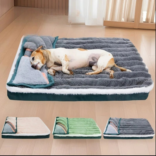 Winter Dogs Sleeping Bed Fleece Pet Blanket Detachable Cat Puppy Mat Washable Kennel Mattress Pet Supplies Large Dog Dog Bed