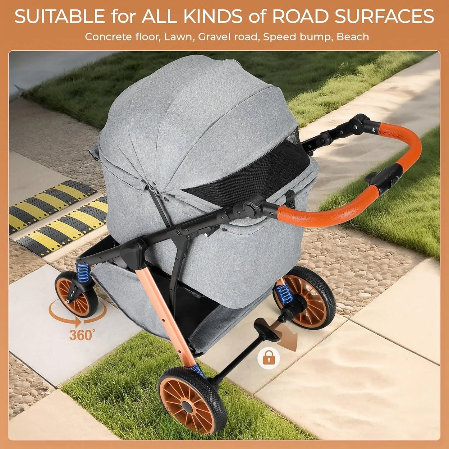 Pet Dog Stroller for Small Medium Dogs 10-30 lbs, Foldable Cat-Strollers Removable Carrier, Pet-Strollers w/ Storage Bag