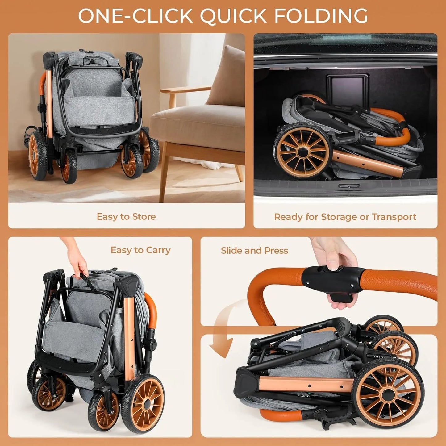 Pet Dog Stroller for Small Medium Dogs 10-30 lbs, Foldable Cat-Strollers Removable Carrier, Pet-Strollers w/ Storage Bag
