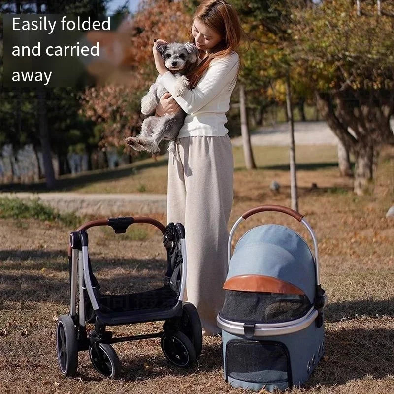 Grey Trolley for 30Kgs Dogs Cat One Click Automatic Collection Pet Cart Large Space Dog Strollers Cross-border High-quality Cart