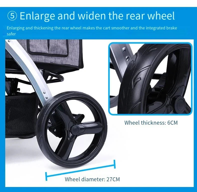 Foldable Large Size Luxury Pet Cart Large Dog Cart Multiple Cats for Outdoor Strolling Dog Walking Cart Portable 2024 Newest