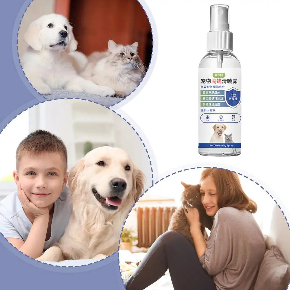 100ml Pet Insect Repellent Spray Drive Away Fleas Lice Ticks Relieve Skin Itching Suitable For Deworming Cats/Dogs