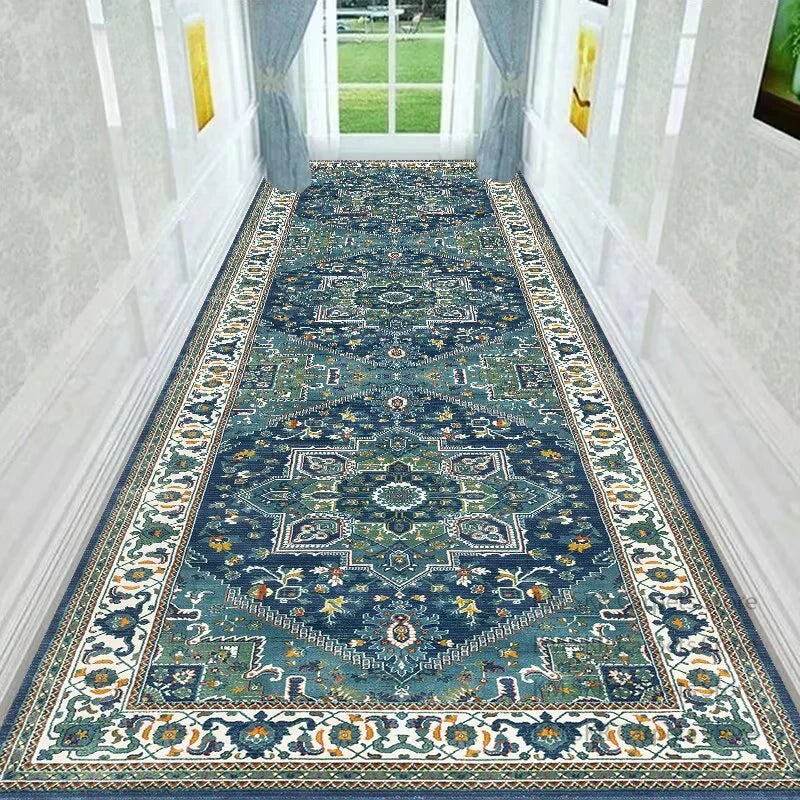 Retro Persian Style Long Runner Corridor Carpet Light Luxury Bohemia Decoration Hall Aisle Rug Non-slip Lobby Stairway Floor Mat