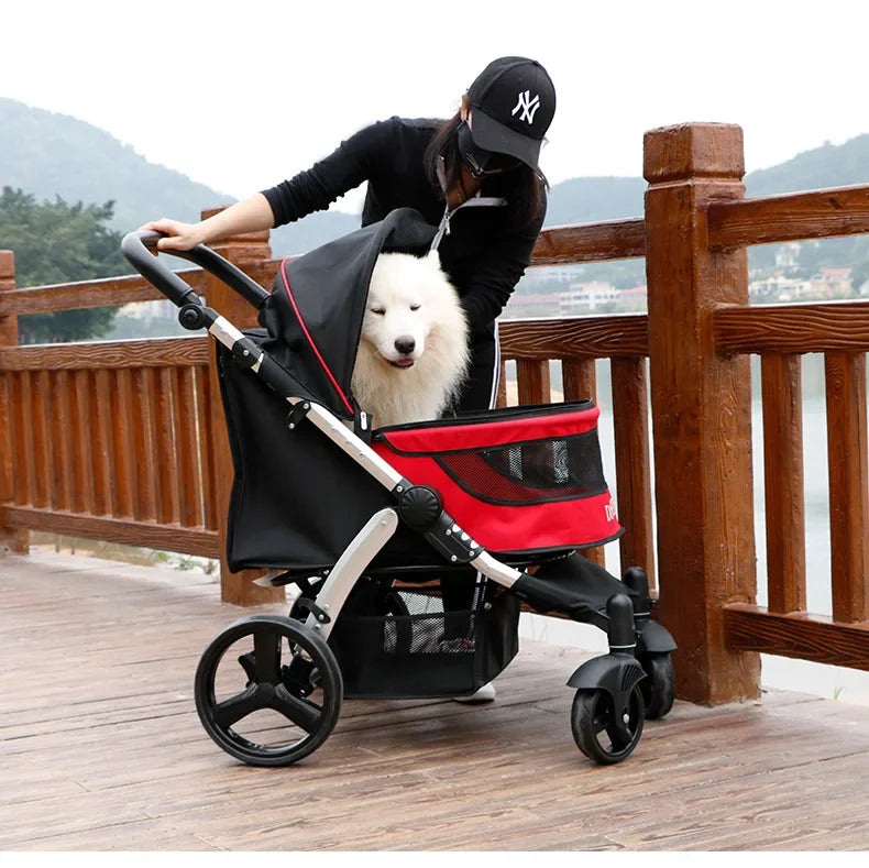 Foldable Large Size Luxury Pet Cart Large Dog Cart Multiple Cats for Outdoor Strolling Dog Walking Cart Portable 2024 Newest