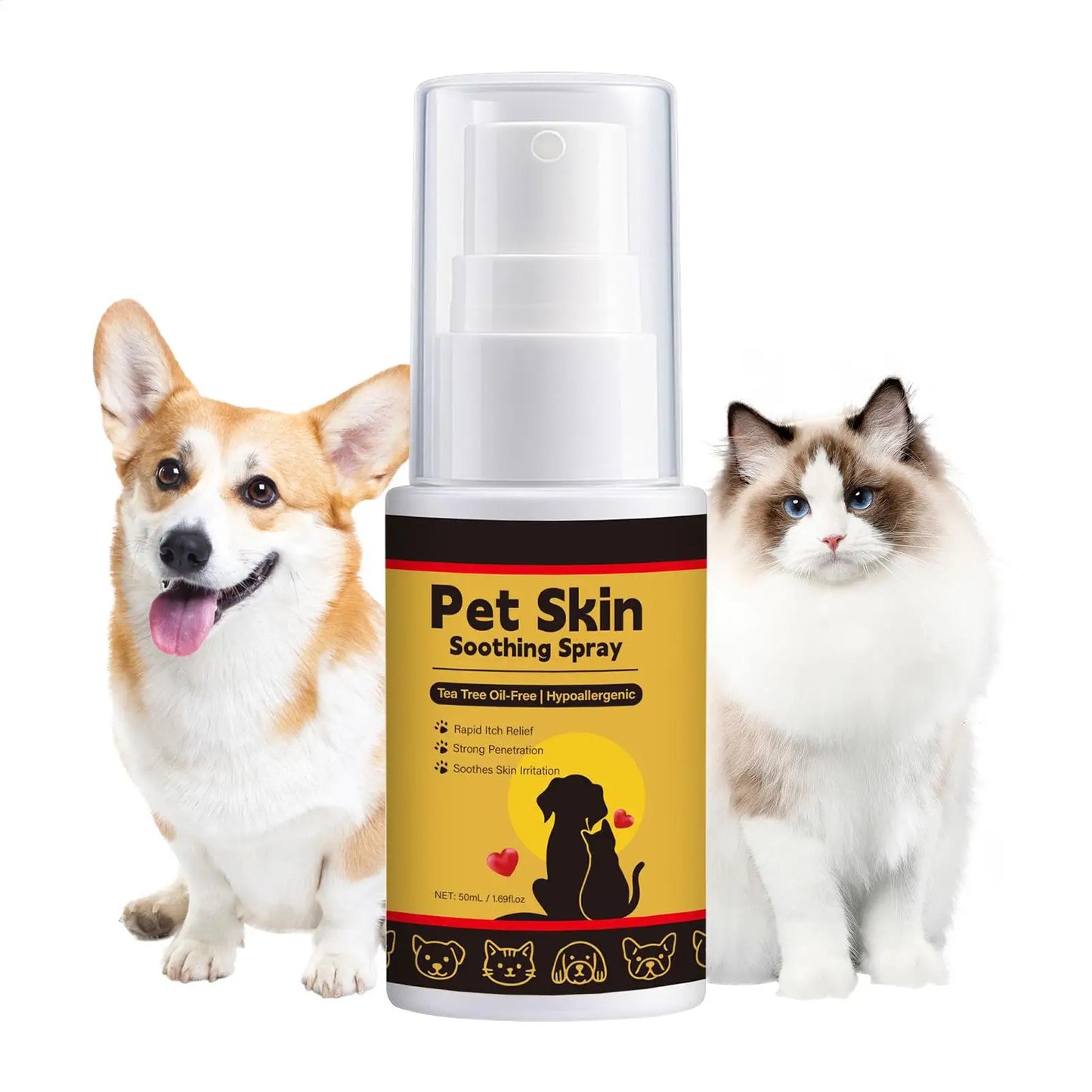 Pet Skin Spray Dog & Cat Skin Care Spray, Soothing & Spray Softening Anti-Itch Cleansing Skin, Nourishing Soothing Spray