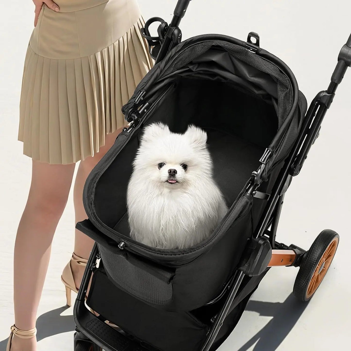 Pet Dog Stroller for Small Medium Dogs 10-30 lbs, Foldable Cat-Strollers Removable Carrier, Pet-Strollers w/ Storage Bag